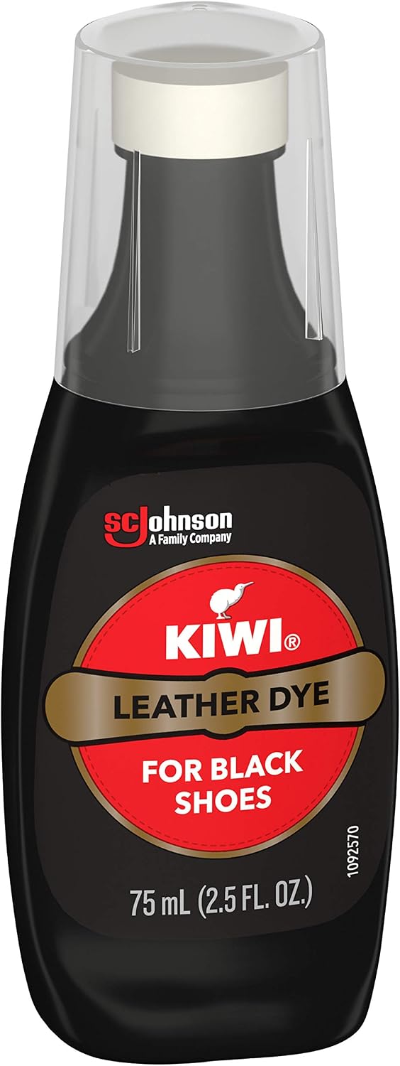 KIWI Leather Dye, Black, 2.5 oz (1 Bottle with Sponge Applicator)