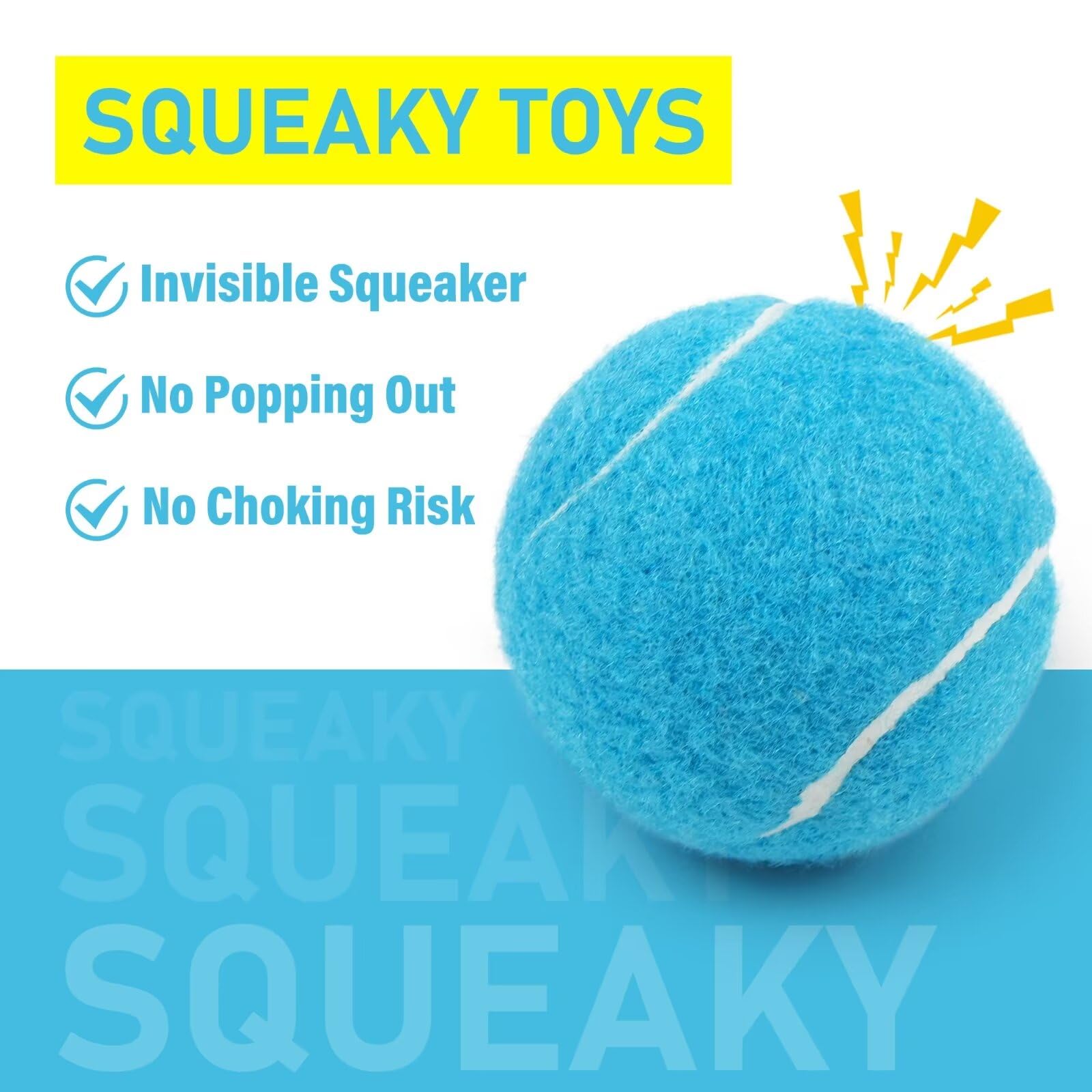 PrimePets Quietschbälle für Hunde, 6,3 cm Hundespielzeug, interaktives Hundespielzeug, Tennisbälle für drinnen und draußen, Quietschspielzeug für mittelgroße und große Hunde