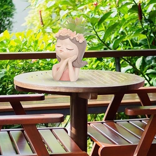 Miniatura 7 de Molde de silicona para maceta, molde de maceta de cabeza de niña 3D, molde de maceta de silicona, arcilla de hormigón, moldes de resina para