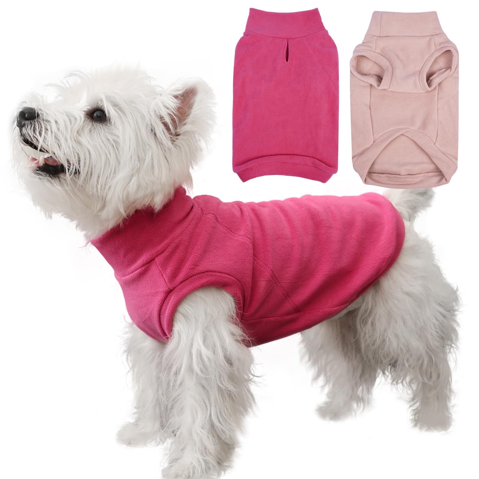 IECOii 2PCS Fleece Vest Dog Jumper,Soft Lightweight Pullover Dog Coat,Cozy Spring/Fall/Winter Dog Sweatshirt,Dog Pajamas Dog Shirts Sleeveless T Shirt Vest Breathable,2 Pack Dog Shirt Tee Shirts,M