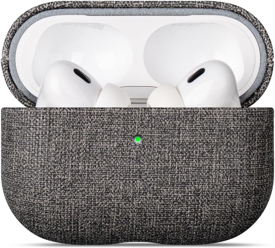 LOPIE for AirPods Pro 3rd Generation Case (Not for 2nd Gen) - Canvas Style Vegan Leather - Protective Hard Shell Cover for Men/Women - Handmade for AirPods Pro 3 Case Cover - Gray