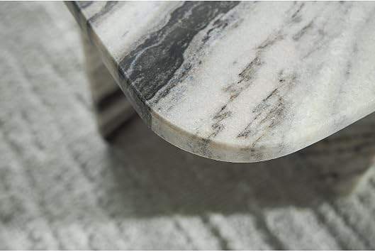 Signature Design by Ashley Baretton Modern Marble Accent Coffee Table with Cross Base, Black & White