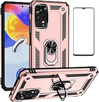 Vista 17 de Funda para Xiaomi Redmi Note 11 Pro con protector de pantalla, función atril de protección resistente de doble capa a prueba de golpes, funda Verde