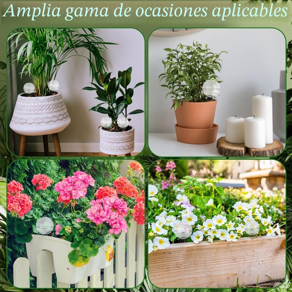 4 Pieza Riego automatico macetas, Regar Plantas Vacaciones, Diseño esférico, Bola de riego para Plantas Apta para Varias macetas (1Pieza x 500 ml)
