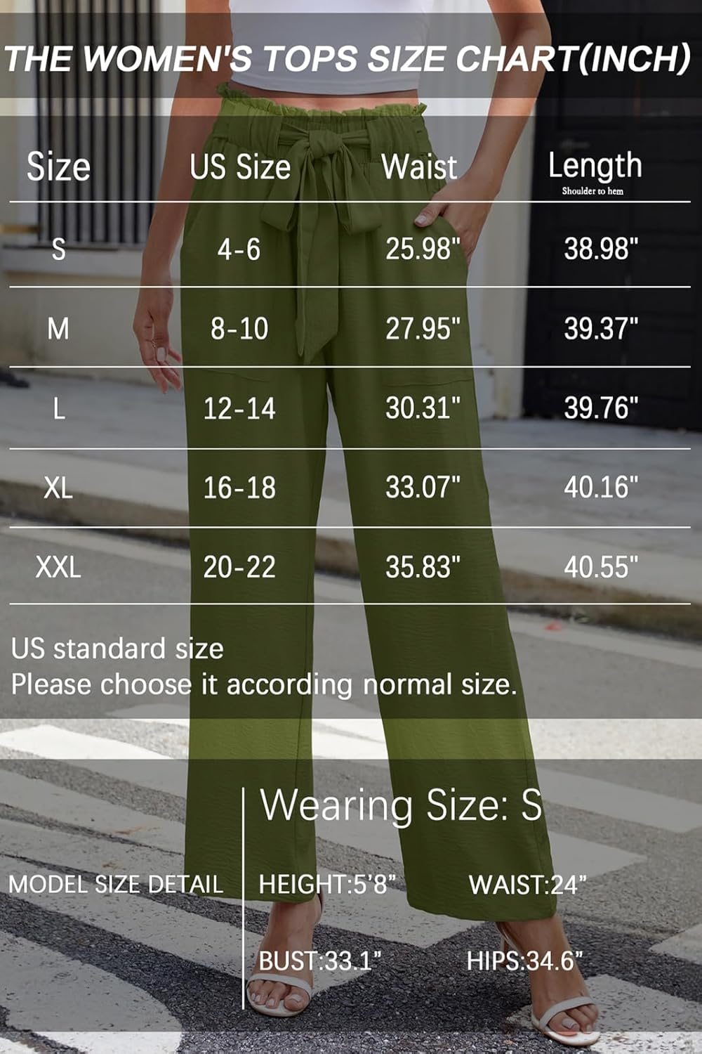 Women's Palazzo Pants Wide Leg High Waisted with Pockets Casual Lightweight Trousers Elastic Waist Summer Beach - Image 4