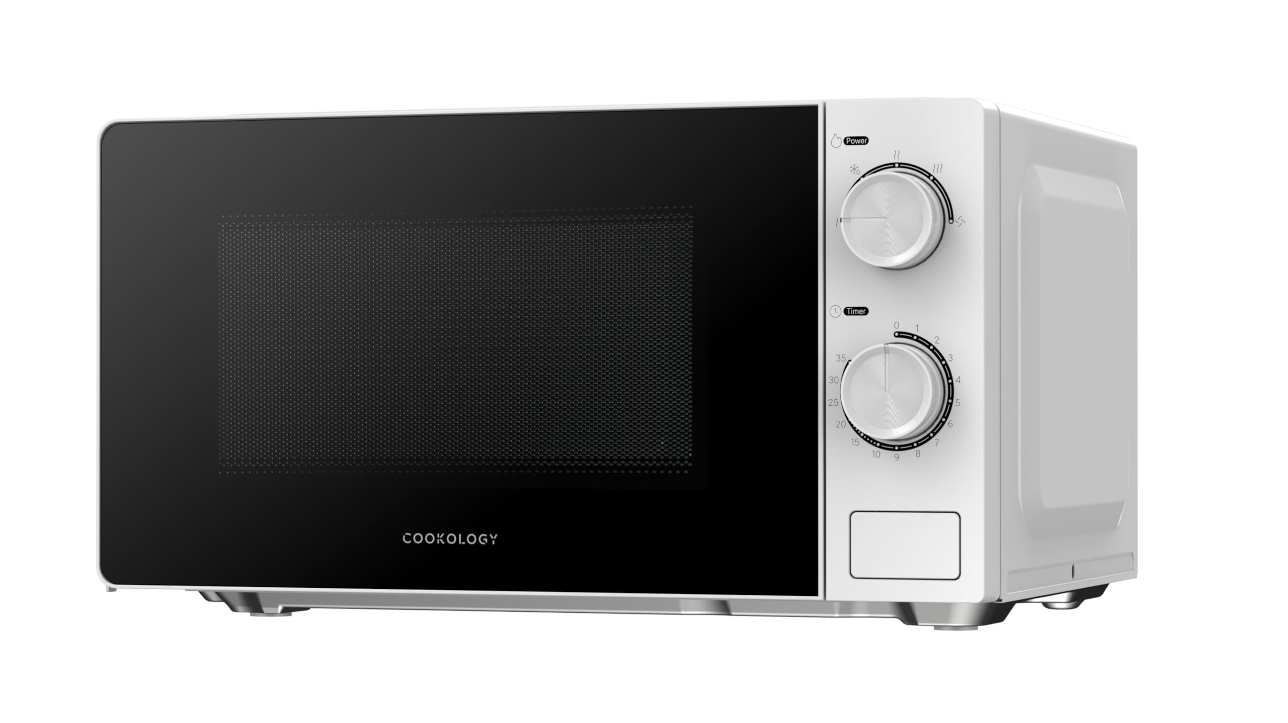 Cookology 20L Freestanding Microwave - 700W - 24.5cm Turntable - 5 Power Modes - Easy-to-Use Dial Timer - Quick Defrost Setting - White