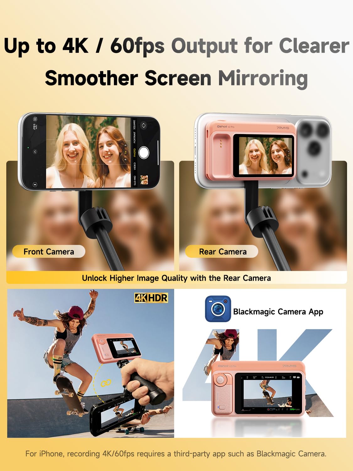Amazon.co.jp: 7RYMS自撮りモニター 4K60fpsリモコン付属iPhone15以降