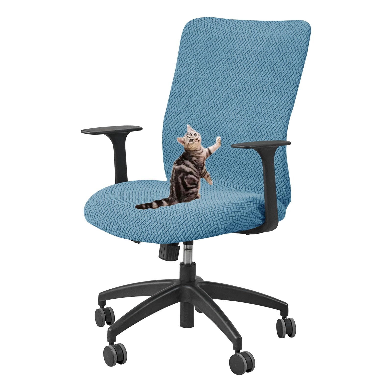 HACLEN Stretch Computer Chair Cover, Anti-Scratch Spandex Office Chair Slipcover, Durable Desk Chair Protector for Executive & Rotating Chairs (blue,one size)