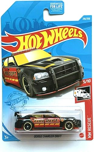 Hotwheels Dodge Charger Drift, HW Rescue 5/10 [Negro/Rojo] 216/250