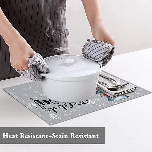 Vista 401 de Juego de 6 manteles individuales rojos para el día de San Valentín, diseño de corazón de San Valentín, resistentes al calor, lavables, manteles