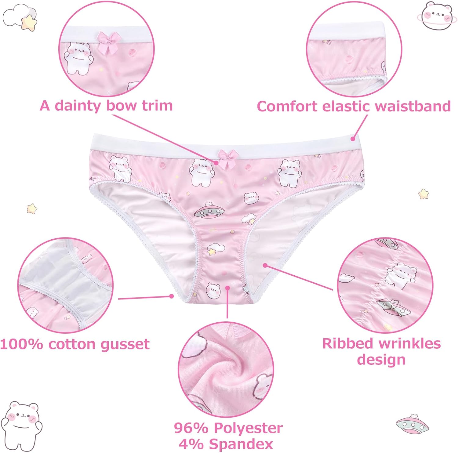 Littleforbig Women's Ladies Soft Smooth Silky Underwear Comfortable Hipster Briefs Babydoll Dreamy Galaxy 4 Pack Panties Set - Image 3