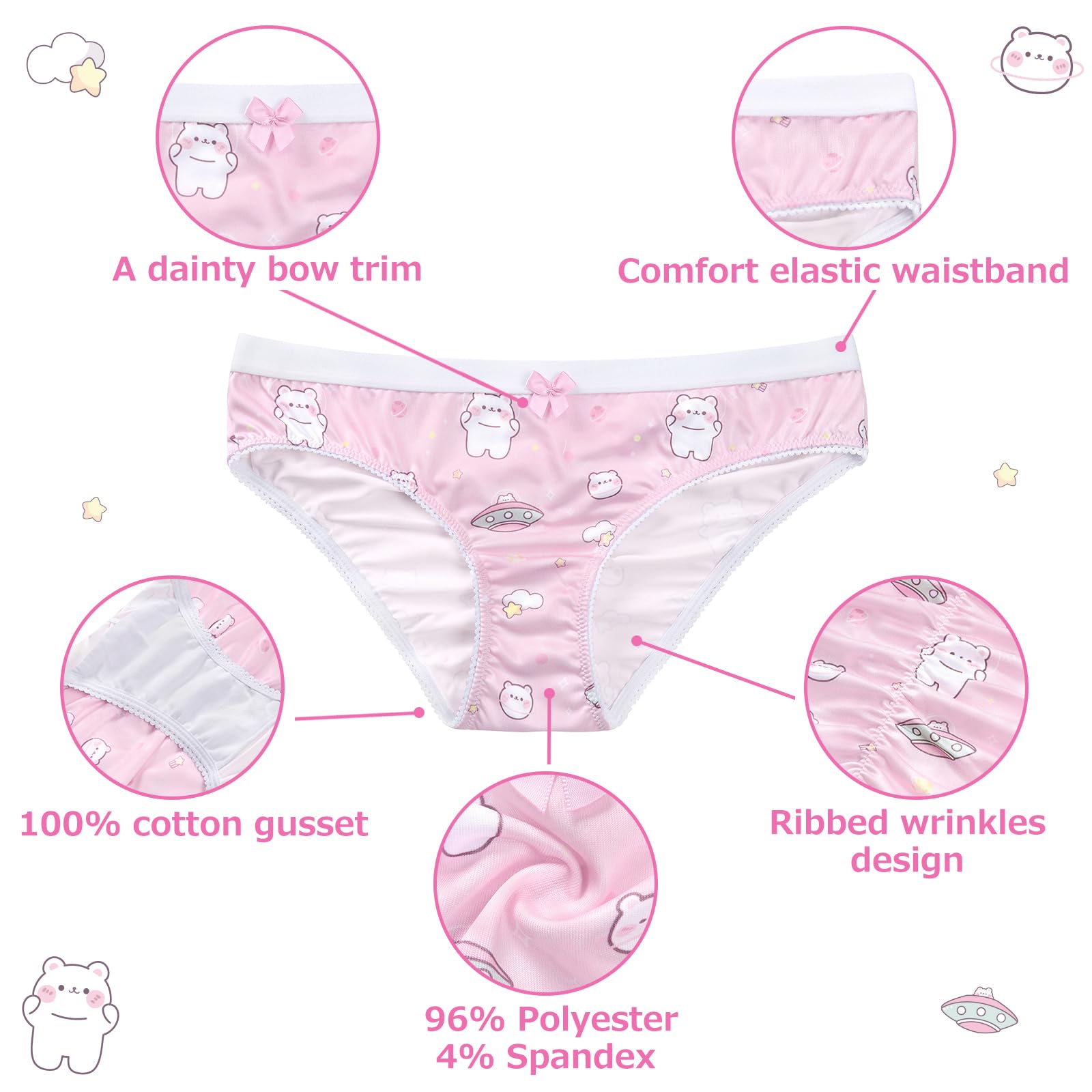 Littleforbig Women's Ladies Soft Smooth Silky Underwear Comfortable Hipster Briefs Babydoll Dreamy Galaxy 4 Pack Panties Set: X-Large Multicolor