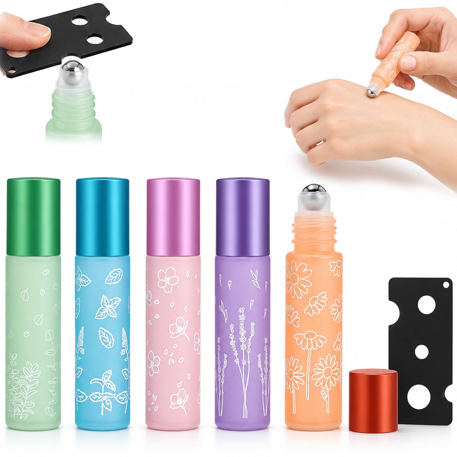 Flacon Roll On Vide 10ml, 6 pièces Roll On Vide, Roll On, Roll On 10 Ml Verre, Flacon 10ml, Livré avec un ouvre-bouteille et convient aux huiles essentielles, aux parfums et aux huiles à lèvres.