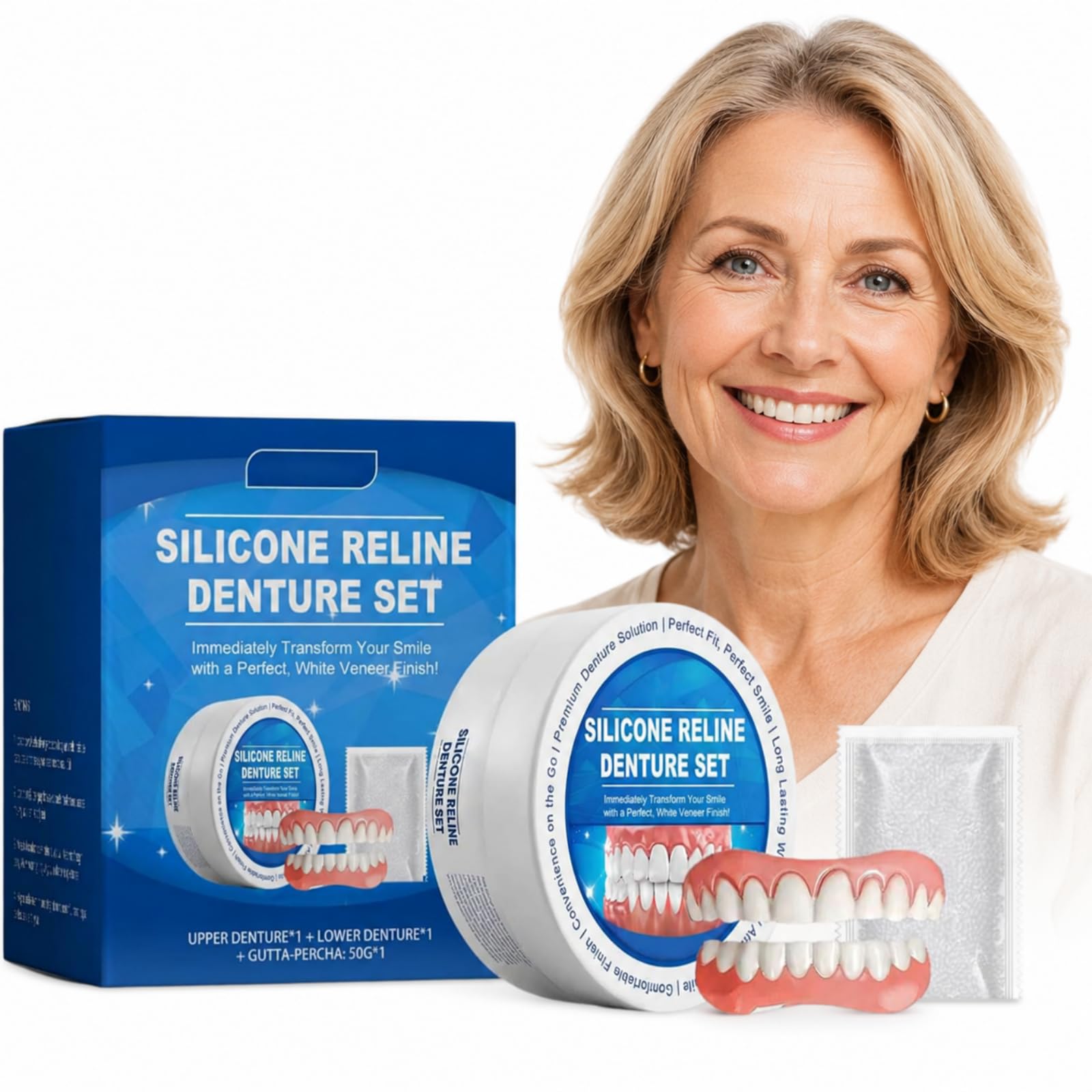 Prothèse Dentaire Silicone Bikenda Pour Hommes Et Femmes Dentier Silicone Souple Confortable Pour Sourire Naturel Usage Quotidien (1 Pcs)
