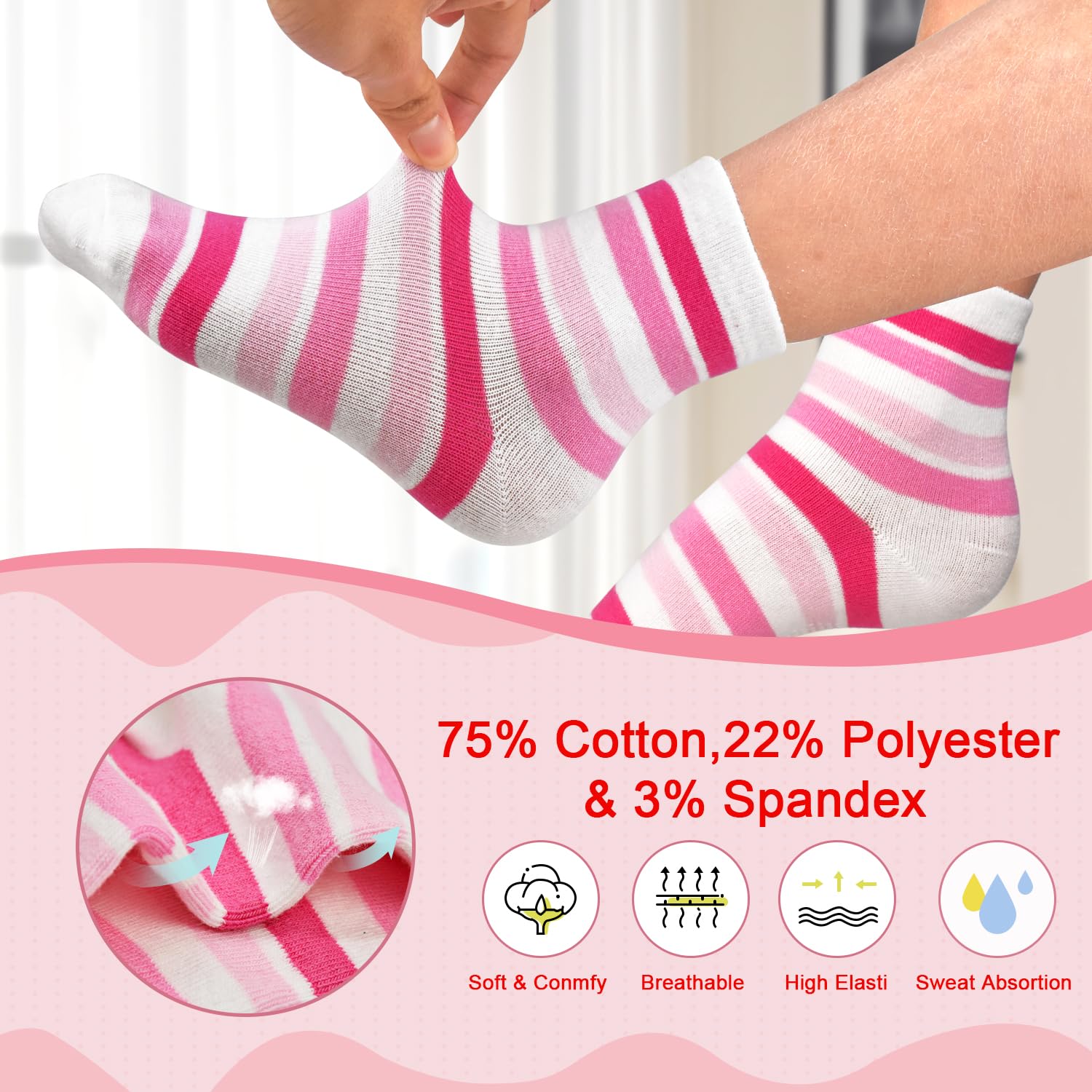 SkiBeaut Calcetines para bebés y niñas, 12 pares de calcetines antideslizantes con agarres para niñas pequeñas de 0 a 7 años
