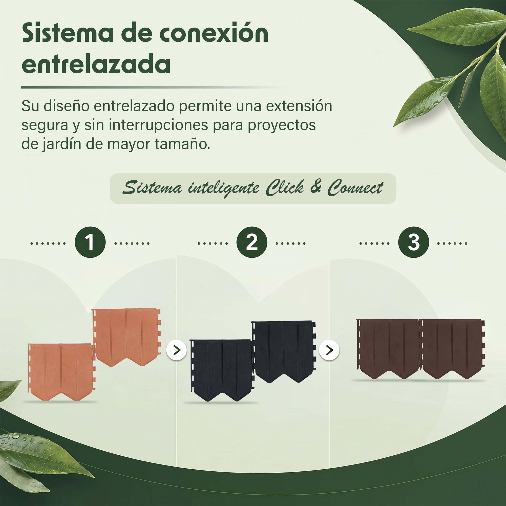 GARDENIX Borde de césped fácil de Instalar, Color marrón Claro, plástico, 20,6 m, sin cavar, Borde de bancal de plástico de Material Reciclado, Flexible y Duradero