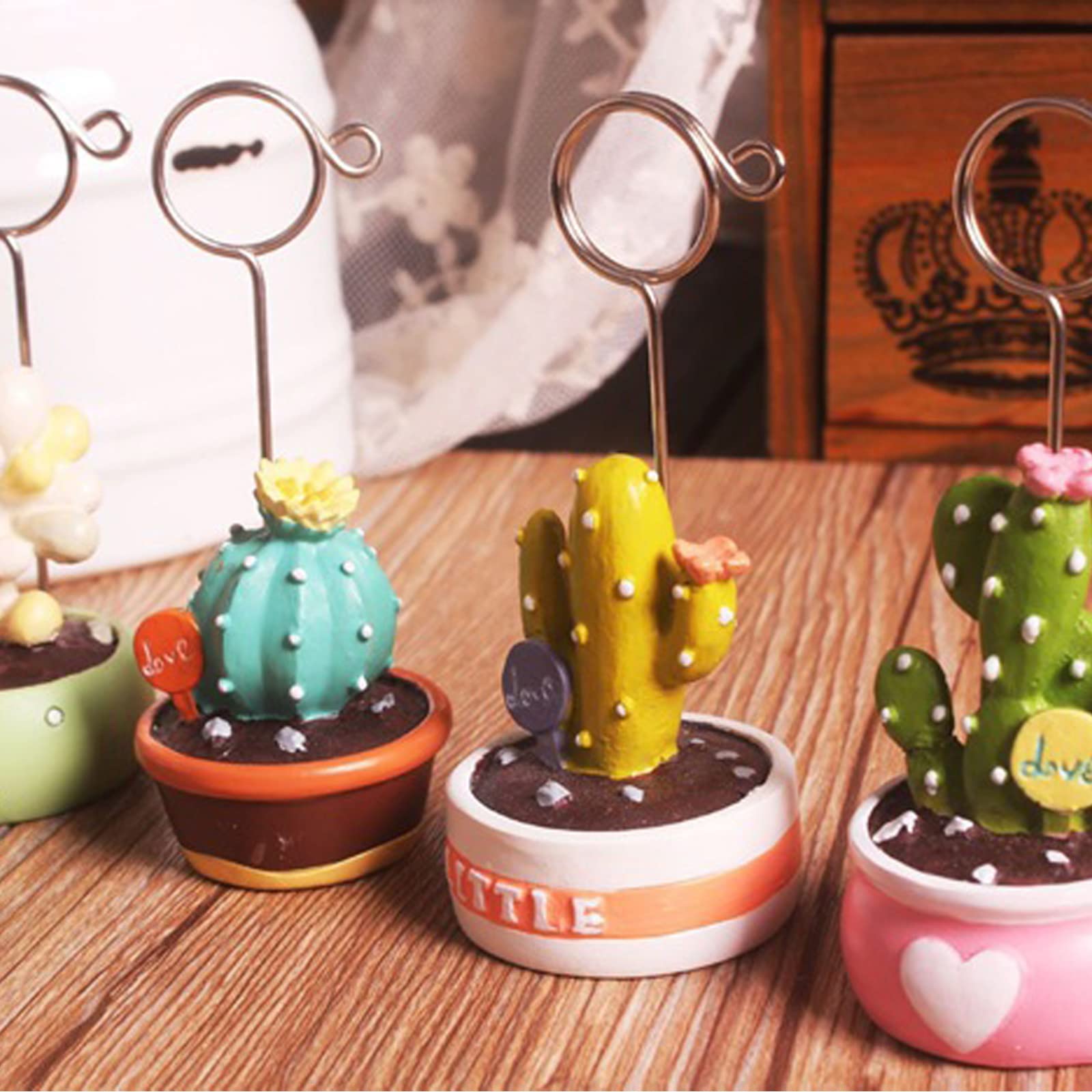 6 Pcs Acrylic Flower Memo Holder Stand - Cute Table Photo Display Clip For Office & Home