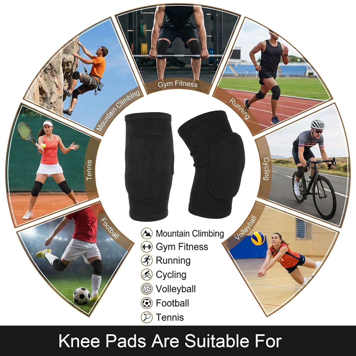 12 Pairs Volleyball Knee Pads Black Knee Pads for Men and Women Soft Breathable Knees Braces for Sports Dance Football Yoga Running Cycling Workout, Medium