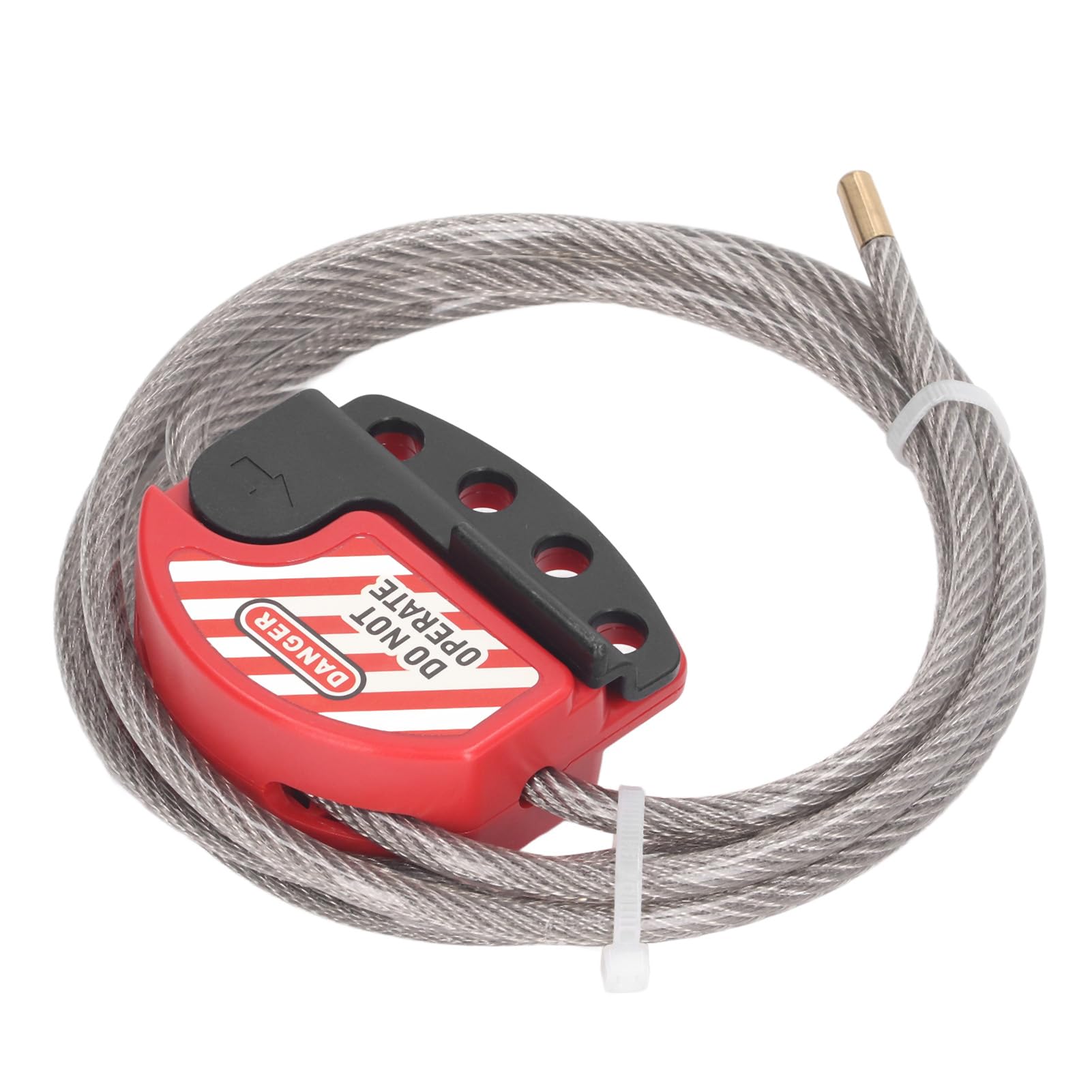 Adjustable Lockout Cable Lock, Stainless Steel 1.8m Length, 6mm Diameter With Self Locking and Multi Hole Design for Equipment Maintenance Lockout Tagout