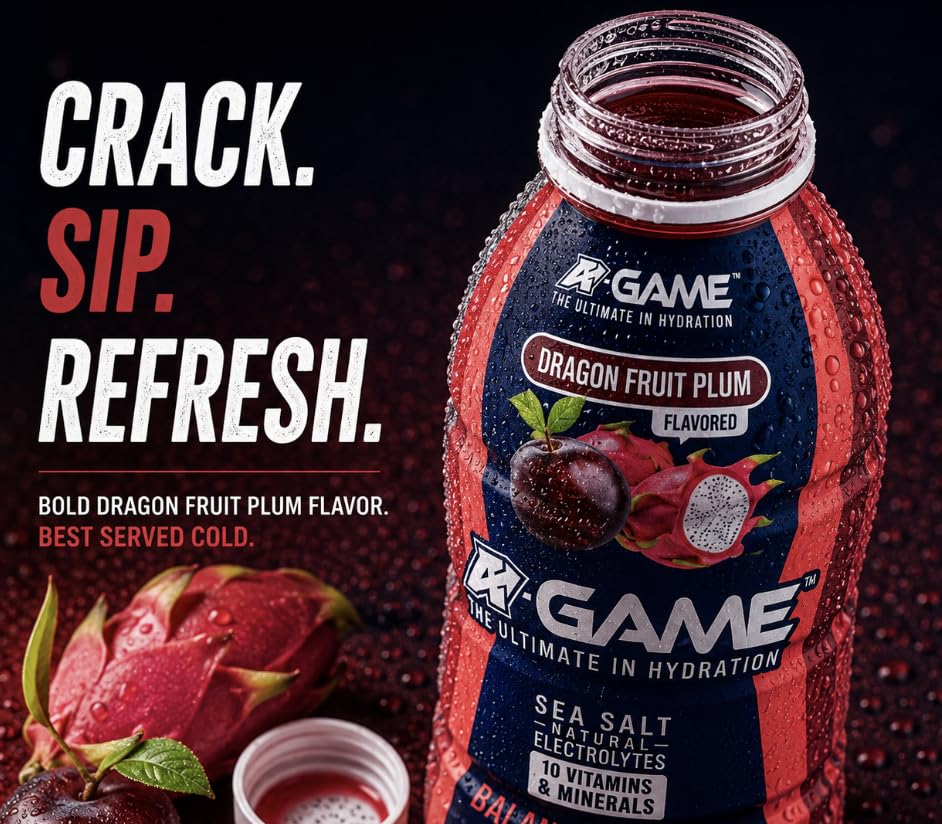 Image of A-GAME Electrolyte Drink, Dragon Fruit Plum Flavor, 12 Pack