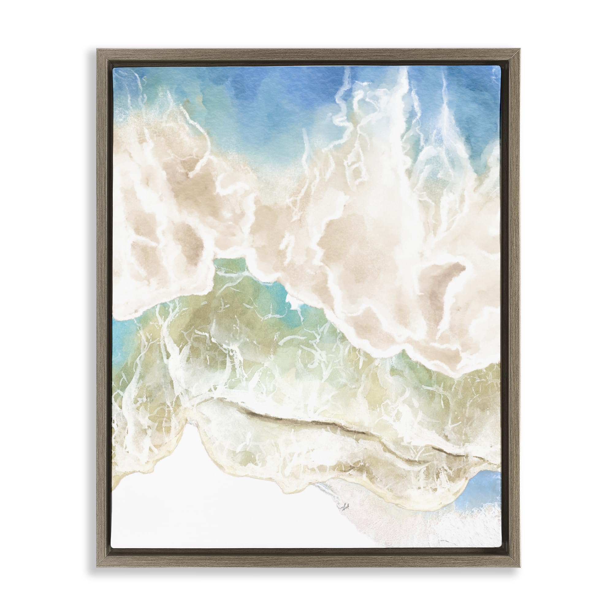 Stupell Industries Montalcino Elm (Textured) 'Washed Away Tide Abstract'| Floating Frame Canvas Art