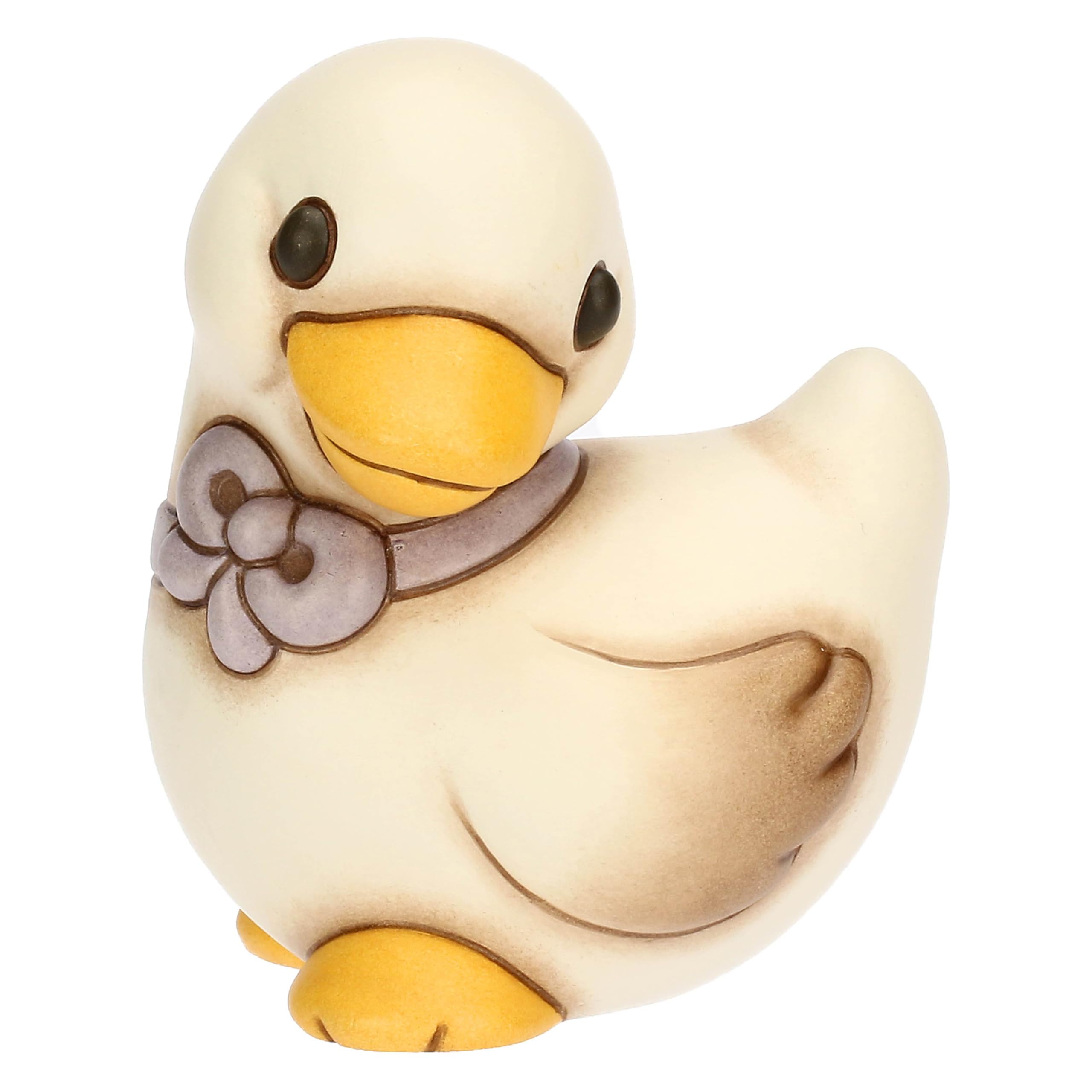 THUN Julie Goose with Bow Lilac Seating, Ceramic, Spring Garden Collection, 7.4 x 8.5 x 10 cm