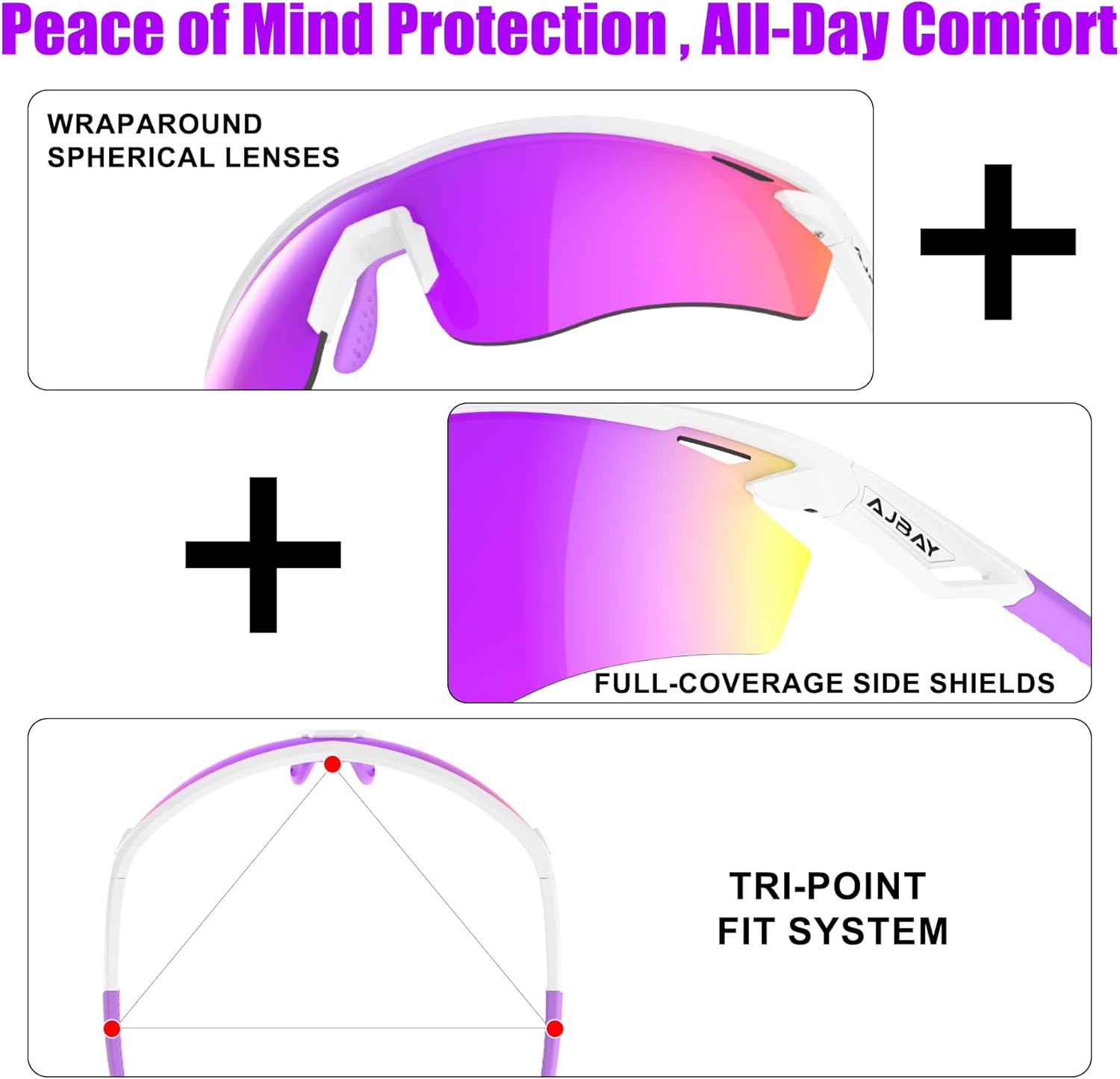 Polarized Sports Sunglasses for Men Women,Wrap Around Sun Glasses for Running Cycling Baseball Fishing Golf Hiking