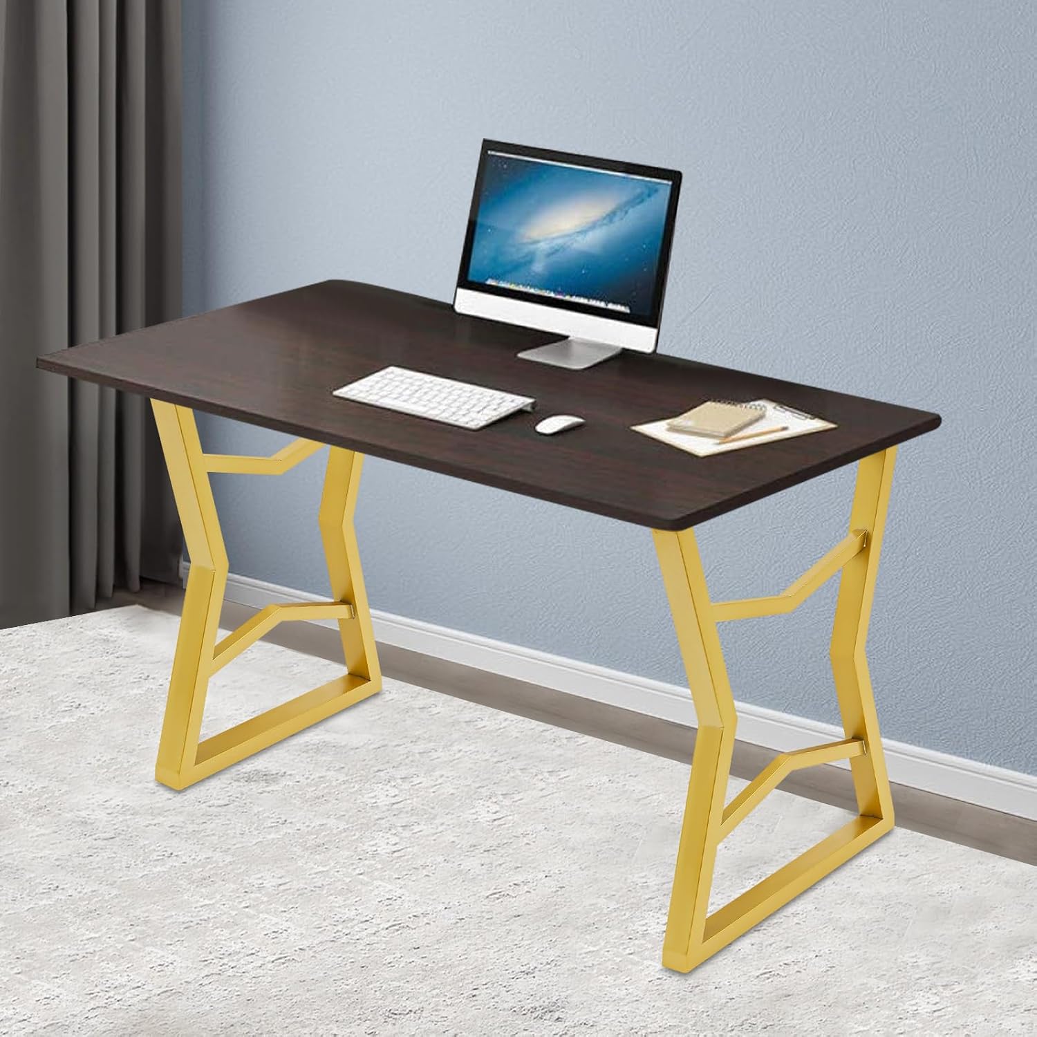 2Pcs 28-inch Table Legs, Furniture Leg, Office Table Legs Without Boards, with Adjustable Feet Pads, Bench Legs, Modern Table Legs, for Coffee Table, Side Table, Dining Table, 19.7*2*27.6in (Gold)