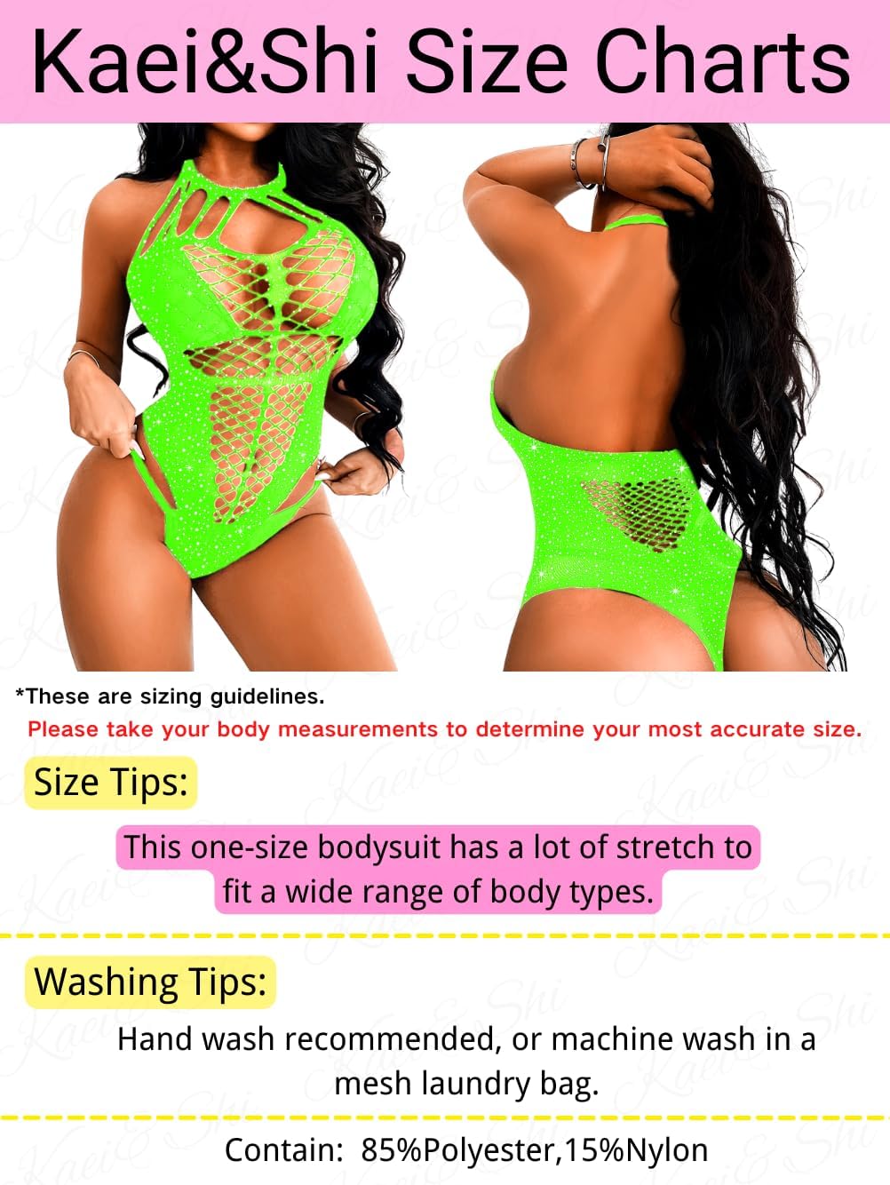 Kaei&Shi Exotic Dancewear,Sparkly Rhinestone Fishnet Body Suits Ladies,Sheer Mesh Sexy Thong Bodysuit Rave Festival Club - Image 6