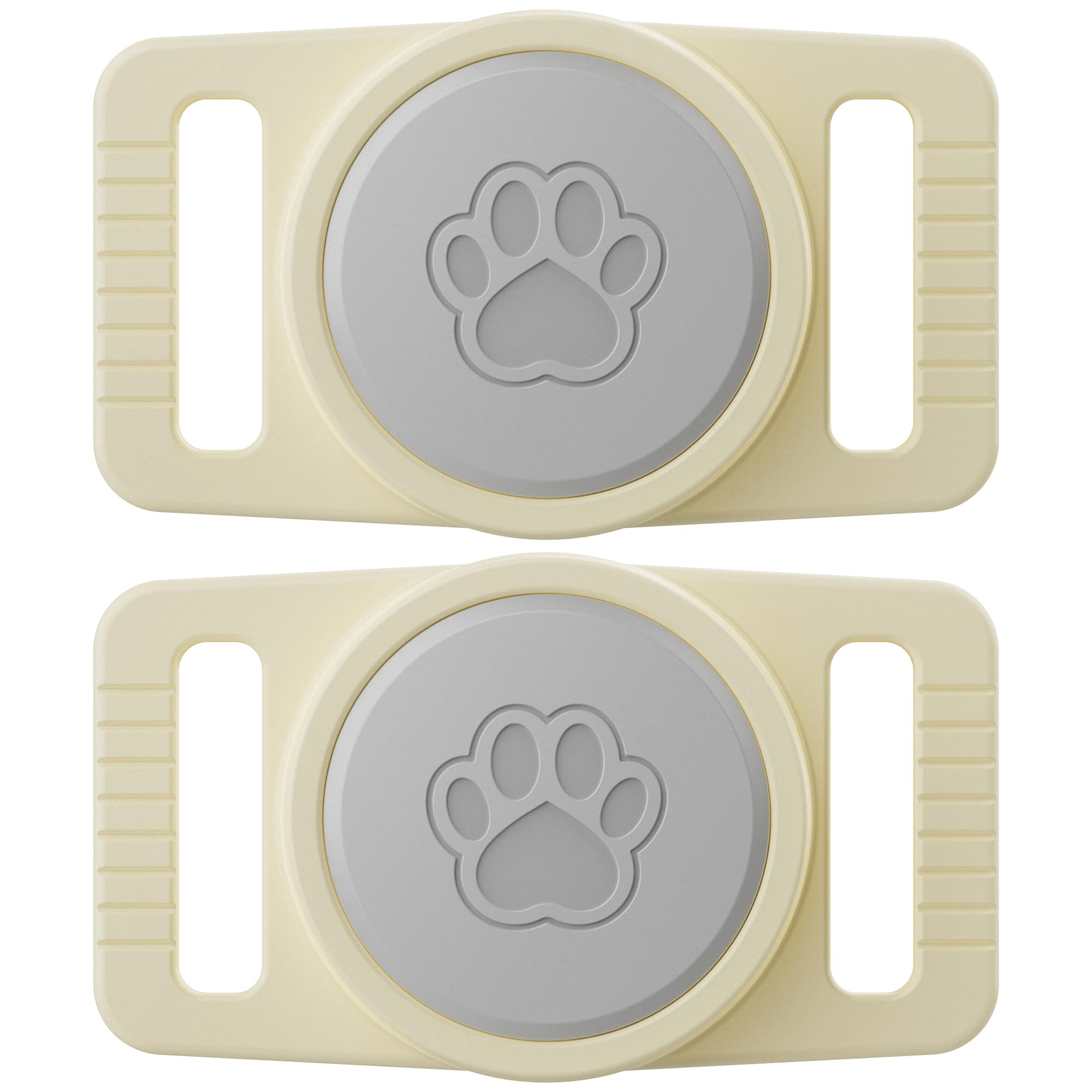 GOCII for Airtag Dog Collar Holder 2 Pack,Waterproof Dog Collar Holder for Apple AirTag(Gen 1 &amp; 2),Silicone Air Tags Case for Dog Collars(Beige &amp; Gray)