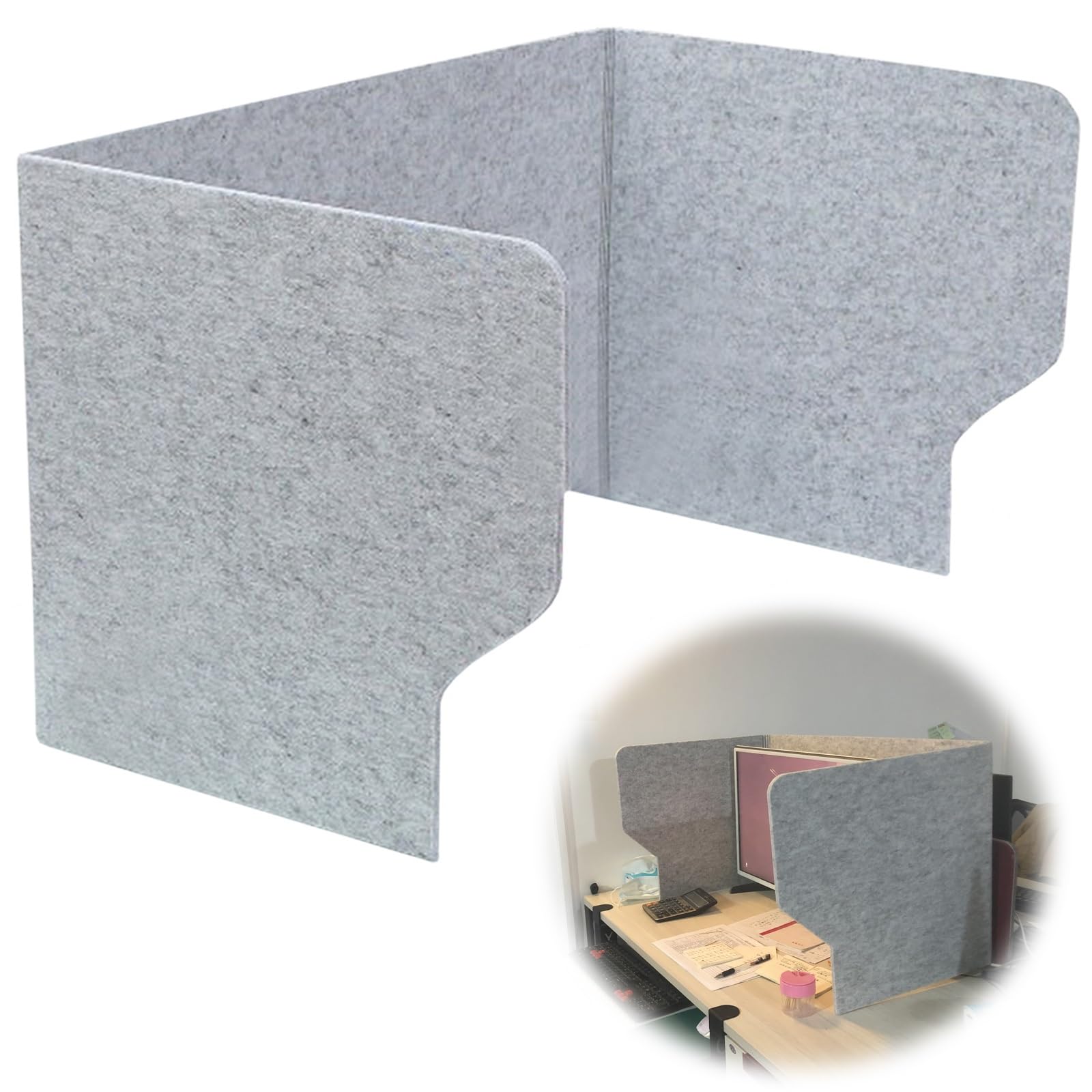 THKSGIV Acoustic Desk Divider Soundproof Panel 60/80/100cm 3Sided Design 9mm Thick Privacy Separator Foldable Office Partition for Enhanced Workspace