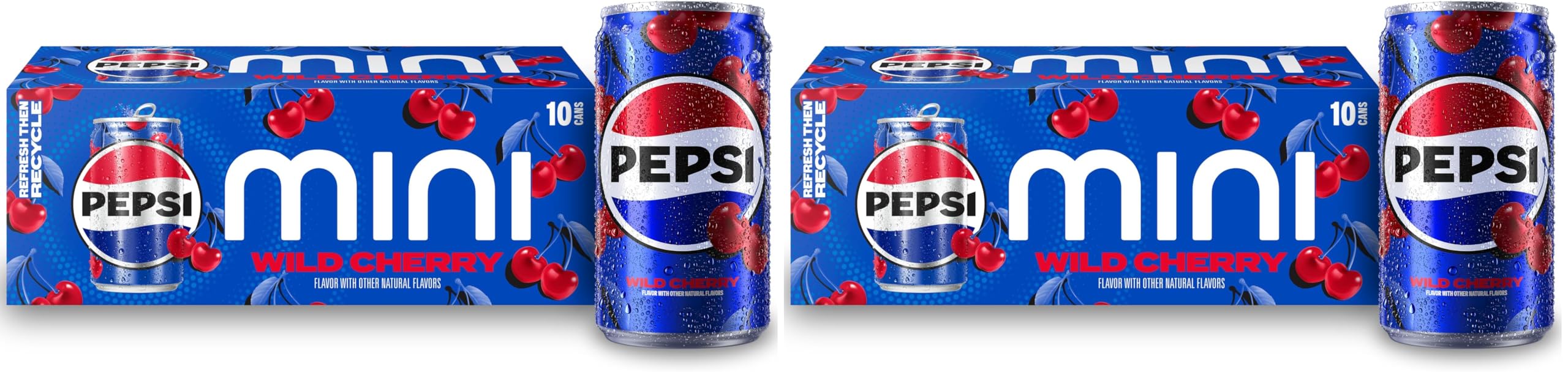 PepsiWild Cherry Soda Mini Cans, 7.5 Ounce Mini Cans (Two packs of 10) (Packaging May Vary)​