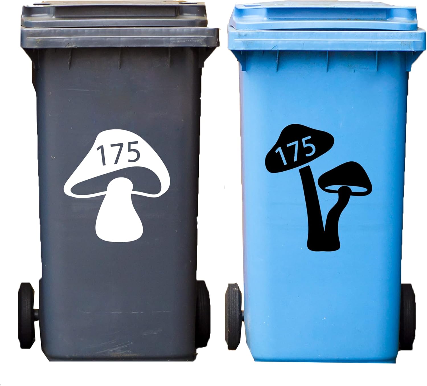 Wheelie Bin Mushroom Silhouette Personalised Sticker Custom Number