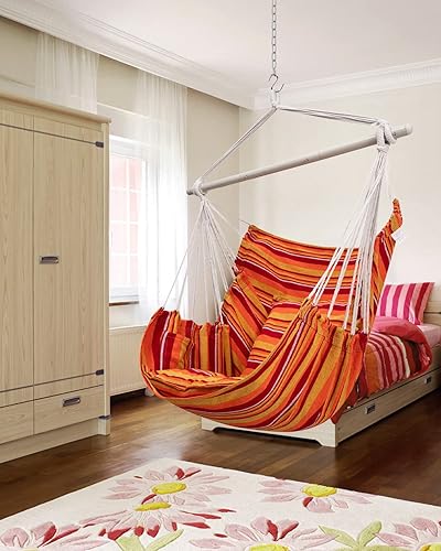 Miniatura 3 de Miztli Silla hamaca columpio (rojo y amarillo, 2 cojines, todos los accesorios colgantes incluidos) + silla hamaca MIZTLI (arco iris) - máximo 500