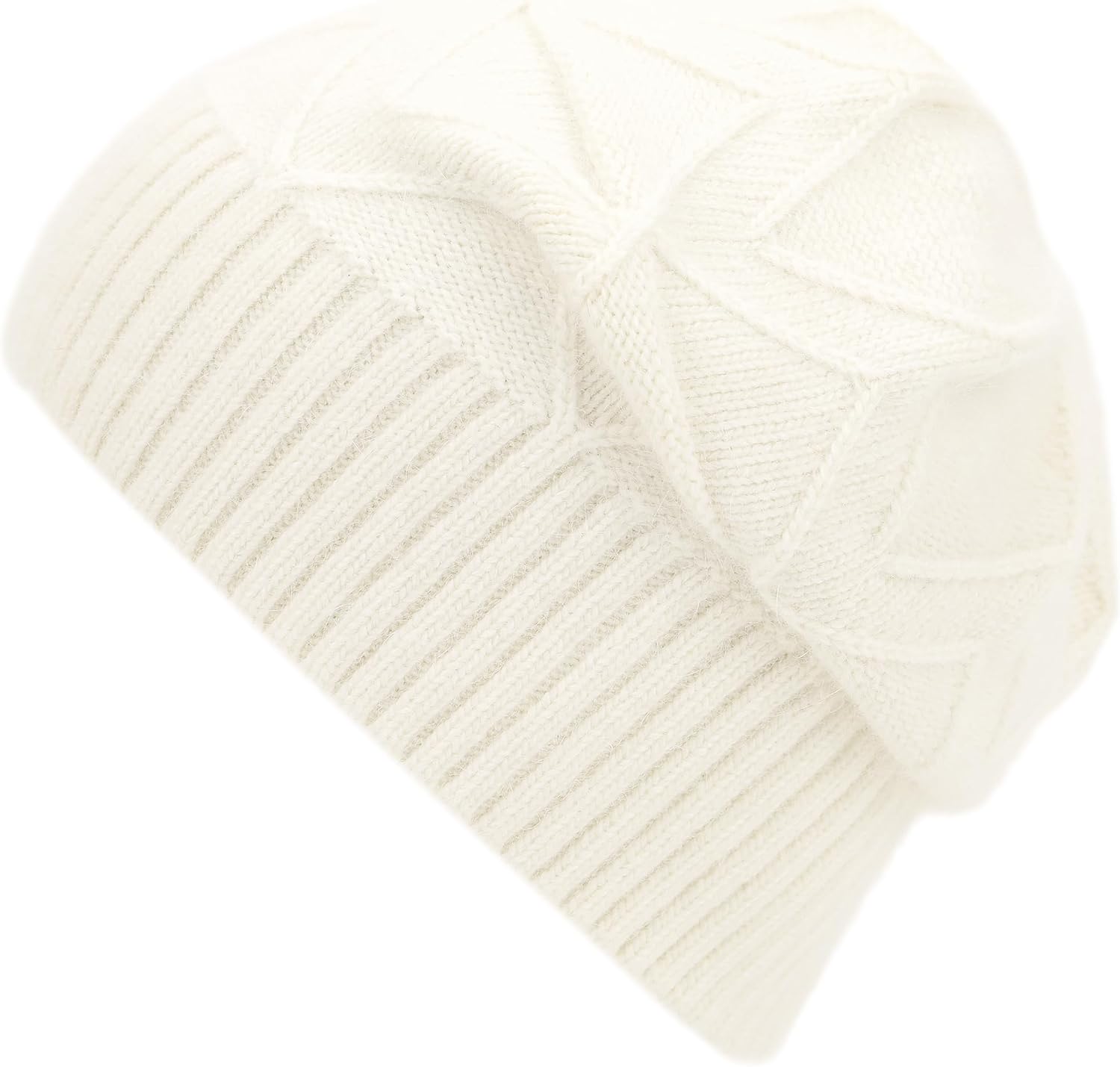Women Men Cashmere Blend Beanie Hat Soft Lightweight Warm Winter Cable Knit Slouchy Beanie Hat for Women Men