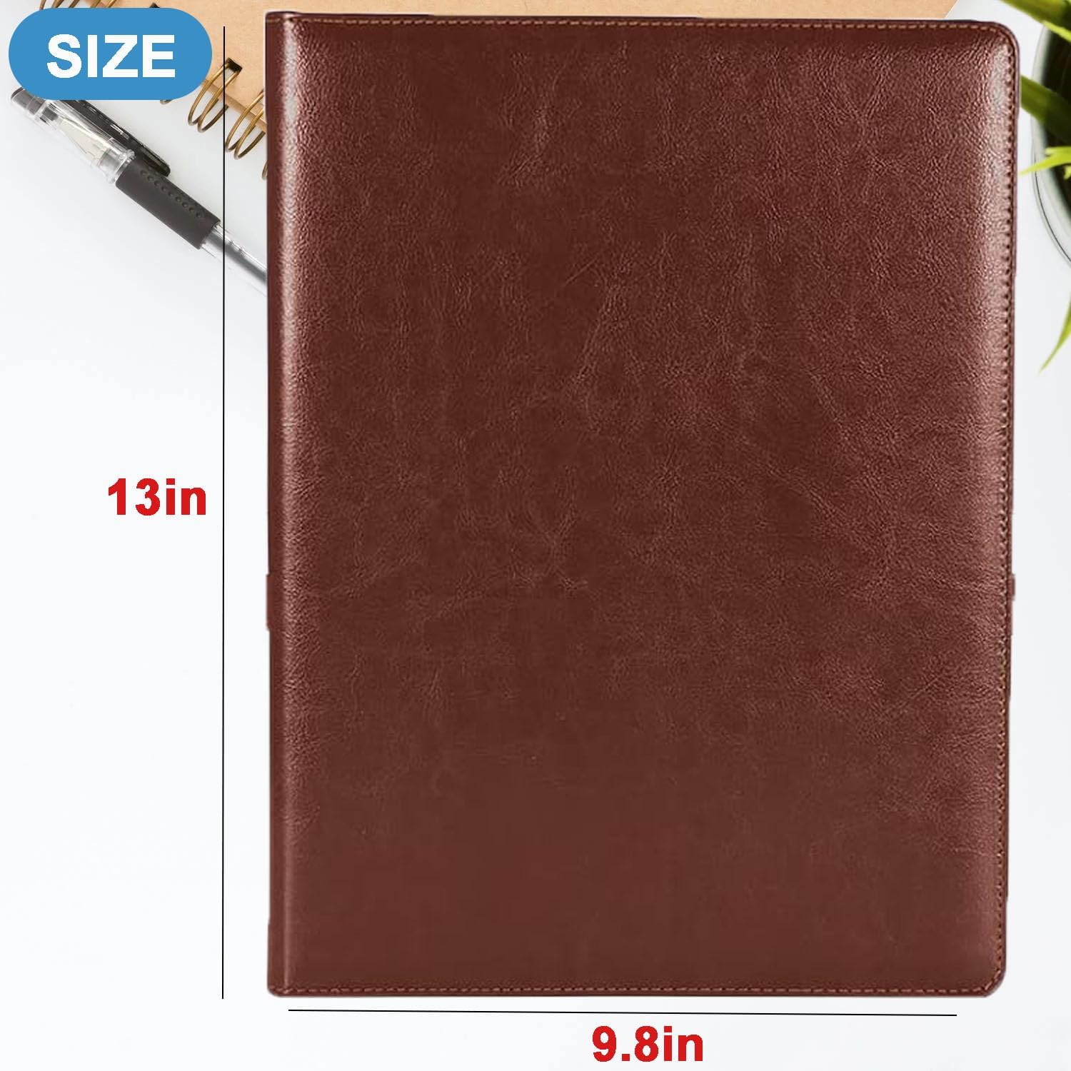 Leather Folder Portfolio,Legal Pad Holder,Portfolio Binder,Leather Clipboard for Business School Office Conference (Brown)