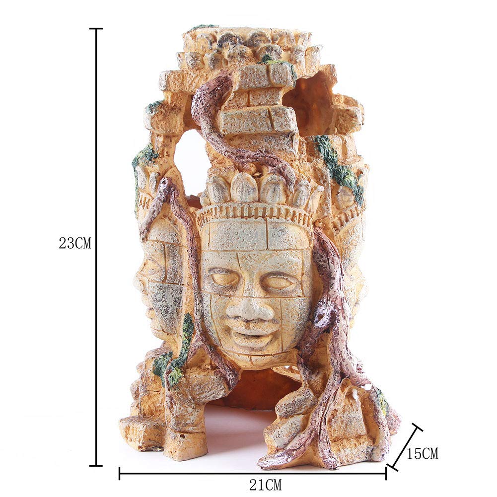 NANANA Decorazione per Acquario Arrampicata Paesaggio, Ornamenti per Rettili di Buddha a Quattro Facce, Decorazione Dell'acquario del Serbatoio di Pesce Dell'acquario Ornamenti[21X23x15cm]