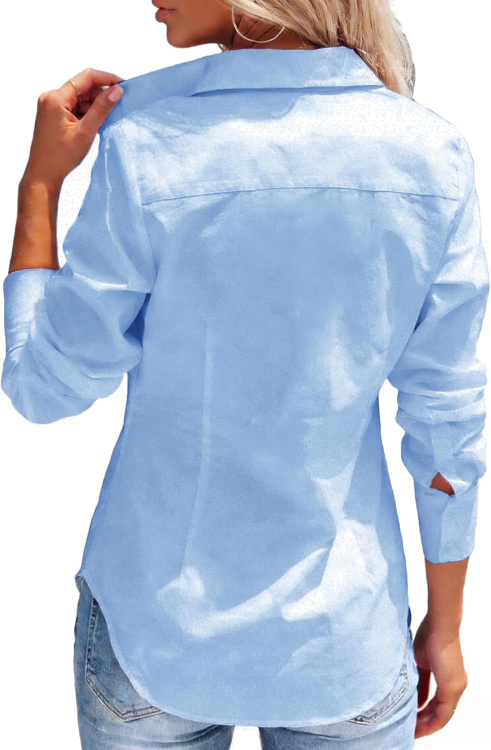 Button Down Shirts for Women Dress Shirt Long Sleeve Wrinkle Free Collared Blouse Work Business Office Solid Corset Tops - Image 4