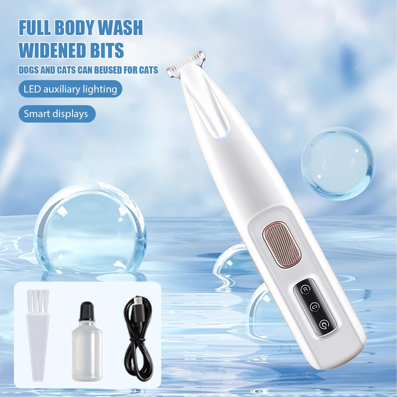 3 en 1 Tondeuse Chat Professionnelle: Silencieuse Tondeuses pour Chat Étanchéité IPX7,Sans Fil Fondeuse Toilettage pour Animaux avec Câble USB Rechargeable pour Chat et Chien (1 PCS)
