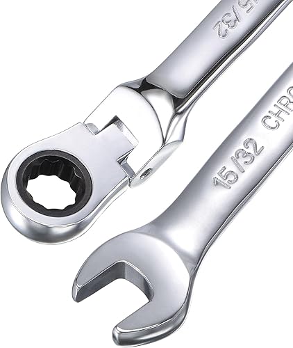 Miniatura 3 de uxcell Llave combinada de trinquete de cabeza flexible de 1532 pulgadas SAE 72 dientes 12 puntos de trinquete de caja terminada herramientas de