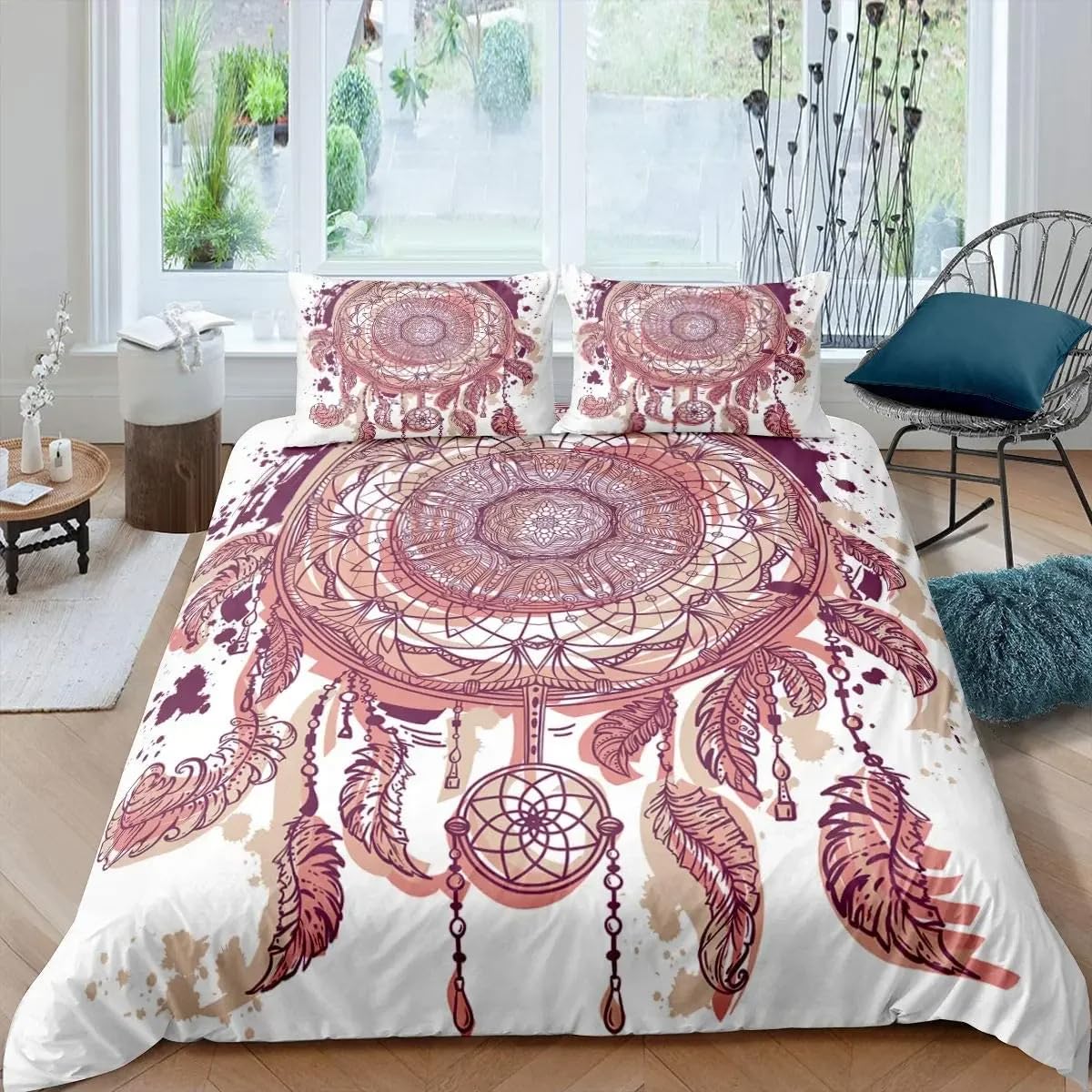 QBIDCSX Bedding Sets Single Feathers Bedding Sets Single Koala Duvet Cover 200x200cm with Zipper Closure, Hypoallergenic Quilt Cover with 2 Pillowcase for Boys Kids Girls