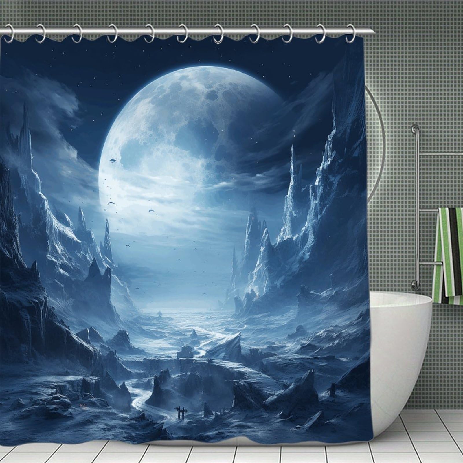 FekiLoot Beautiful Scenery Images Shower Curtain Minimalist Aesthetic Bath Curtain with Hooks Simple Water Resistant Bathroom Shower Curtains Cute Blackout Privacy Curtains Cloth Curtain