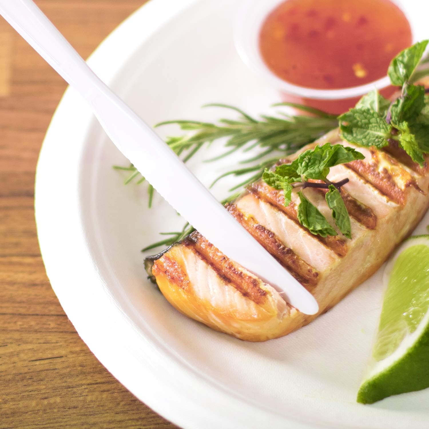 Karat U3531W 7.5" Poly-Wrapped Heavy-Weight Disposable Knife, White (Pack of 1000)