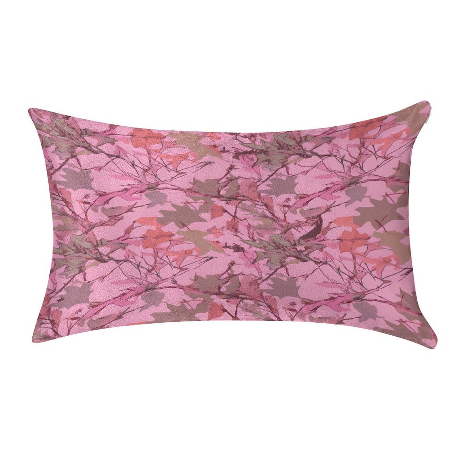 VstaDank Pink Leaves Camo Pillow Covers Super Soft Pillow Cases Rectangular Throw Pillowcase Decorative Luxury Cushion Cases Velvet Lumbar Pillow Shells with Zipper 12 X 20 in