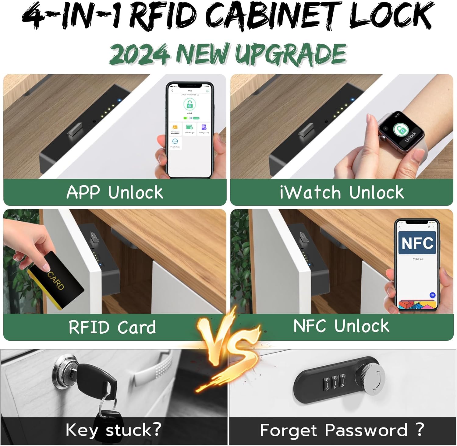 Smart RFID Drawer Lock, Hidden Digital Electronic Bluetooth RFID Cabinet Drawer Lock for Adults Baby Proofing Teens Liquor Cupboard File