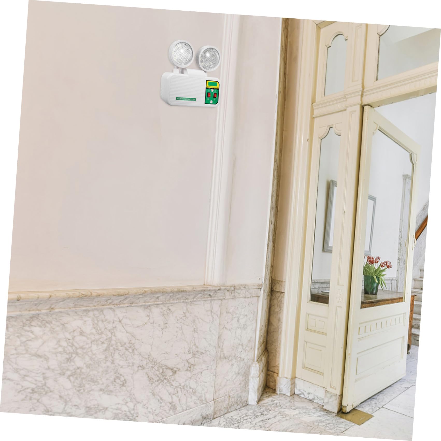 Luz de Emergencia LED de Doble Foco Carcasa de Plástico y Batería de Respaldo para Rutas de Evacuación en Hoteles y Escuelas