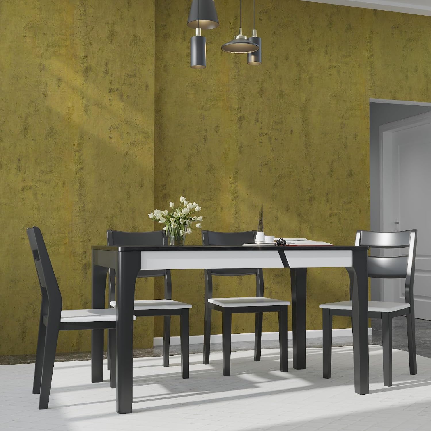 Gold Wallpaper Peel and Stick 32"x157" Vinyl Vintage Metallic Gold Contact Paper Matte Textured Self Adhesive Waterproof Removable Metallic Look Wall Paper for Countertop Cabinet Furniture