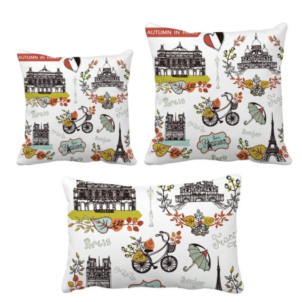 Housse de coussin Eiffel Paris France Automne motif graffiti pour déco canapé