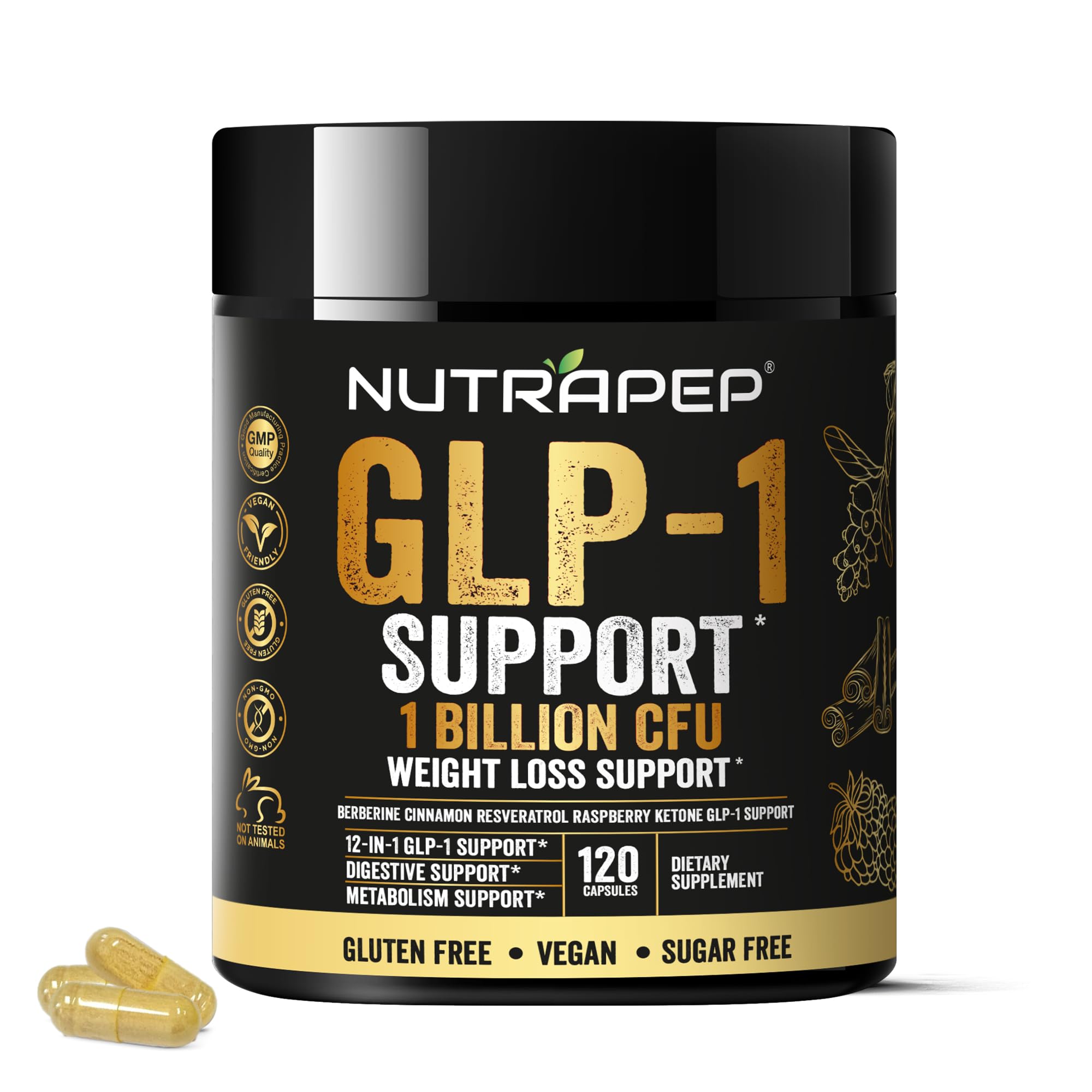 NutraPep GLP-1 Support Probiotic Weight Loss Supplement - Glp1 Support with Berberine for Fat Burn
