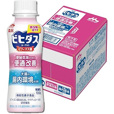 [冷蔵] ビヒダス 便通改善 ヨーグルト 1ケース(12本) 【Amazon.co.jp限定】 | 森永乳業 ドリンク ヨーグルト 機能性表示食品 ビフィズス菌 …